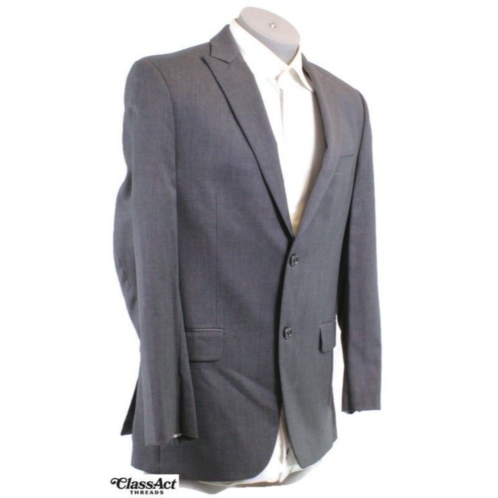 Alfani  Suit Jacket Sport Coat Blazer Mens Gray Double Vented Wool 2 Btn 40R
